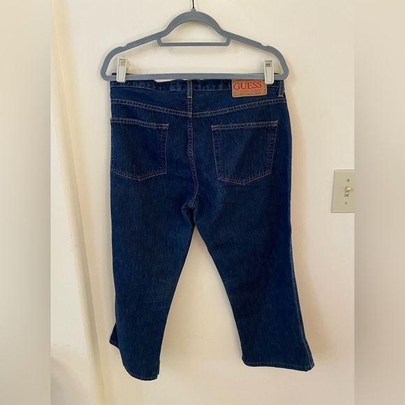 GUESS AUTHENTIC ORIGINAL JEANS VINTAGE DARK WASH CROPPED BLUE JEANS SIZE 31 - Picture 7 of 7